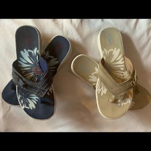 2 pairs of Clark’s Sandals/flip flops